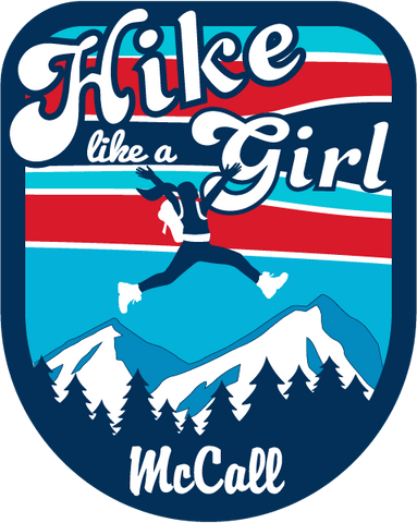 Hike Like A Girl McCall Sticker-Blue/Red