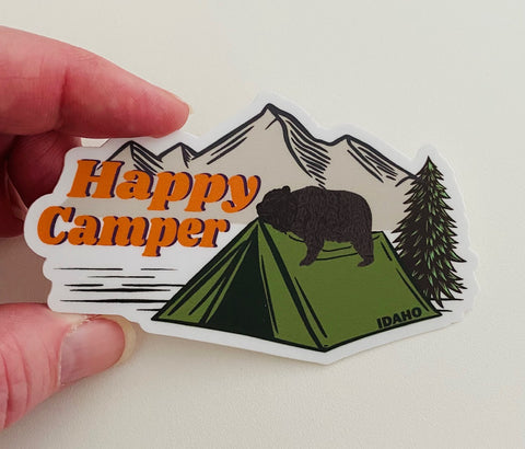Happy Camper Sleeping Bear Sticker