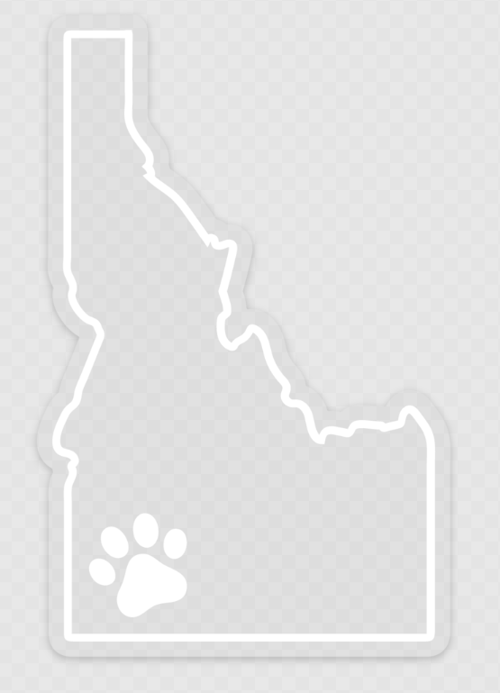 Idaho (transparent) with White Dog Paw Car Sticker