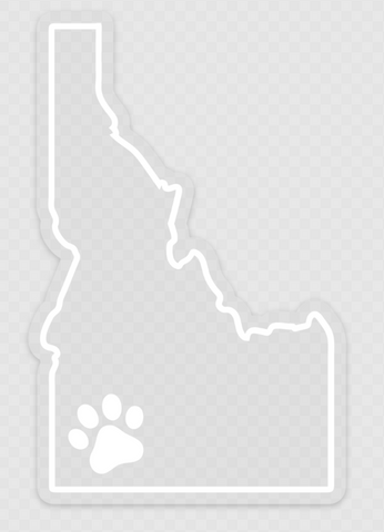Idaho (transparent) with White Dog Paw Car Sticker