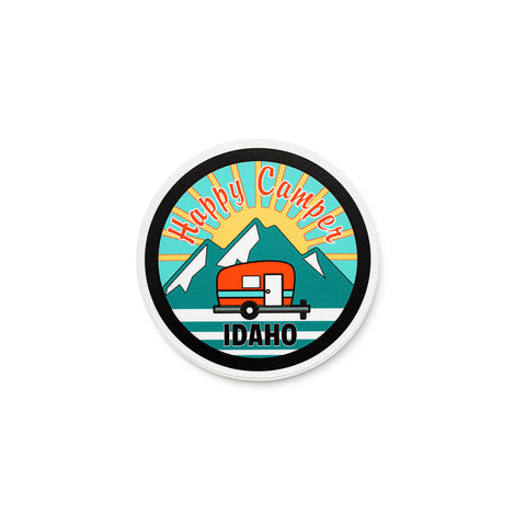 Happy Camper Idaho Sticker-Black/White Trim