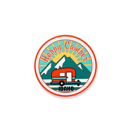 Happy Camper Idaho Sticker-Red/White Trim