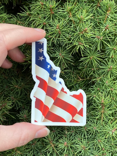 Idaho American Flag Sticker-2 sizes